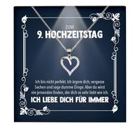 22Feels Ersten Hochzeitstag Geschenk Ehefrau Frauen Schmuck - Silber 925/000 Herz Halskette Damen - An Meinen Schatz - Romantisch Ich Liebe Dich Ketten - Karte Premium LED Licht Etui