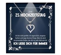 22Feels Ersten Hochzeitstag Geschenk Ehefrau Frauen Schmuck - Silber 925/000 Herz Halskette Damen - An Meinen Schatz - Romantisch Ich Liebe Dich Ketten - Karte Premium LED Licht Etui