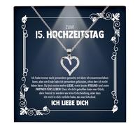 22Feels Frauen 15. Hochzeitstag Geschenk Ehefrau Schmuck - Silber 925/000 Herz Halskette Damen - An Meinen Schatz - Romantisch Ich Liebe Dich Kette - Karte Premium LED Licht Etui