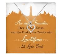 22Feels Frauen Jahrestag Geschenk Set Freundin Schmuck Ich Liebe Dich Karte - Silber 925/000 Herz Halskette Damen Leder Licht Etui - Romantisch Valentinstag Geburtstag (mit Tasche u.m.)