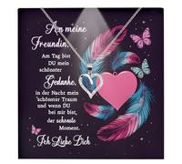 22Feels Frauen Jahrestag Geschenk Set Freundin Schmuck Ich Liebe Dich Karte - Silber 925/000 Herz Halskette Damen Leder Licht Etui - Romantisch Valentinstag Geburtstag (mit Tasche u.m.)