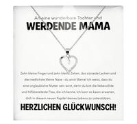 22Feels Geschenk SET für Schwangere Tochter von Mama Papa Babyshower Babyparty Frauen Herz Halskette Damen Schmuck 925/000 Silber Collier - Geburtstag, Weihnachten (LED Etui)