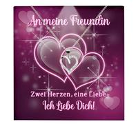 22Feels Herz Halskette Frauen Jahrestag Geschenk Set Freundin Schmuck Ich Liebe Dich Karte - Silber 925/000 Damen Leder Licht Etui - Romantisch Valentinstag Geburtstag (mit Tasche u.m.)