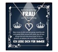 22Feels Hochzeitstag Geschenk Ehefrau Königin Frauen Schmuck - Silber 925/000 Herz Halskette Damen - An Meinen Schatz - Romantisch Ich Liebe Dich Ketten - Karte Premium LED Licht Etui