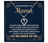 22Feels In Erinnerung an Mama Kondolenzgeschenk Andenken Trauer RIP Mutter Frauen Herz Halskette Damen Schmuck 925/000 Silber Collier mit Karte, Tasche u.m. - Allerheiligen Geburtstag Muttertag