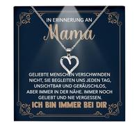 22Feels In Erinnerung an Mama Kondolenzgeschenk Andenken Trauer RIP Mutter Frauen Herz Halskette Damen Schmuck 925/000 Silber Collier mit Karte, Tasche u.m. - IdeeGeburtstag Muttertag (LED Etui)