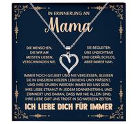 22Feels In Erinnerung an Mama Kondolenzgeschenk Andenken Trauer RIP Mutter Frauen Herz Halskette Damen Schmuck 925/000 Silber Collier mit Karte, Tasche u.m. - Allerheiligen Geburtstag Muttertag