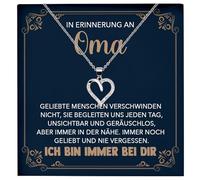 22Feels In Erinnerung an Oma Kondolenzgeschenk Andenken Trauer RIP Grossmutter Frauen Herz Halskette Damen Schmuck 925/000 Silber Collier mit Karte, Tasche u.m. - Allerheiligen Geburtstag Muttertag