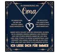 22Feels In Erinnerung an Oma Kondolenzgeschenk Andenken Trauer RIP Grossmutter Frauen Herz Halskette Damen Schmuck 925/000 Silber Collier mit Karte, Tasche u.m. - Allerheiligen Geburtstag Muttertag