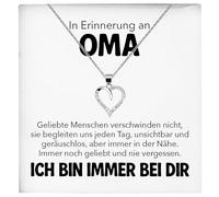 22Feels In Erinnerung an Oma Kondolenzgeschenk Andenken Trauer RIP Grossmutter Frauen Herz Halskette Damen Schmuck 925/000 Silber Collier mit Karte, Tasche u.m. - Allerheiligen Geburtstag Muttertag