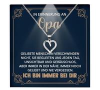22Feels In Erinnerung an Opa Kondolenzgeschenk Andenken Trauer RIP Grossvater Frauen Herz Halskette Damen Schmuck 925/000 Silber Collier mit Karte, Tasche u.m. - IdeeGeburtstag Vatertag (LED Etui)