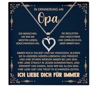 22Feels In Erinnerung an Opa Kondolenzgeschenk Andenken Trauer RIP Grossvater Frauen Herz Halskette Damen Schmuck 925/000 Silber Collier mit Karte, Tasche u.m. - Allerheiligen Geburtstag Vatertag