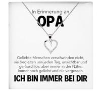 22Feels In Erinnerung an Opa Kondolenzgeschenk Andenken Trauer RIP Grossvater Frauen Herz Halskette Damen Schmuck 925/000 Silber Collier mit Karte, Tasche u.m. - Allerheiligen Geburtstag Vatertag