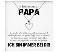 22Feels In Erinnerung an Papa Kondolenzgeschenk Andenken Trauer RIP Vater Frauen Herz Halskette Damen Schmuck 925/000 Silber Collier mit Karte, Tasche u.m. - Allerheiligen Geburtstag Vatertag