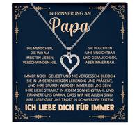 22Feels In Erinnerung an Papa Kondolenzgeschenk Andenken Trauer RIP Vater Frauen Herz Halskette Damen Schmuck 925/000 Silber Collier mit Karte, Tasche u.m. - Allerheiligen Geburtstag Vatertag