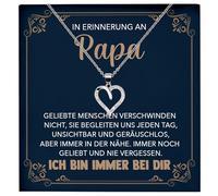22Feels In Erinnerung an Papa Kondolenzgeschenk Andenken Trauer RIP Vater Frauen Herz Halskette Damen Schmuck 925/000 Silber Collier mit Karte, Tasche u.m. - Allerheiligen Geburtstag Vatertag