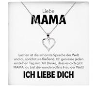 22Feels Liebe Mama Geschenk SET Muttertag Geburtstag Mutter Eltern Frauen Herz Halskette Damen Schmuck 925/000 Silber Collier mit Karte, Tasche u.m. - Geburtstag Weihnachten Valentinstag