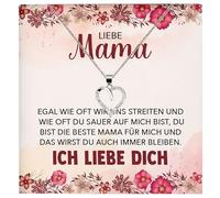 22Feels Liebe Mama Geschenk SET Muttertag Geburtstag Mutter Eltern Frauen Herz Halskette Damen Schmuck 925/000 Silber Collier mit Karte, Tasche u.m. - Geburtstag Weihnachten Valentinstag