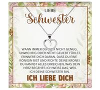 22Feels Liebe Schwester Geschenk SET Frauen Herz Halskette Damen Schmuck 925/000 Silber Collier mit Karte, Tasche u.m. - Geburtstag Weihnachten