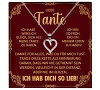 22Feels Liebe Tante Geschenk SET von Nichte Neffe Frauen Herz Halskette Damen Schmuck 925/000 Silber Collier mit Karte, Tasche u.m. - Geburtstag Weihnachten, Muttertag