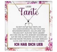 22Feels Liebe Tante Geschenk SET von Nichte Neffe Frauen Herz Halskette Damen Schmuck 925/000 Silber Collier mit Karte, Tasche u.m. - Geburtstag Weihnachten, Muttertag
