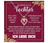 22Feels Liebe Tochter Geschenk SET Von Mama Papa Eltern Mädchen Frauen Herz Halskette Damen Schmuck 925/000 Silber Collier mit Karte, Tasche u.m. - Firmung Konfirmation Geburtstag