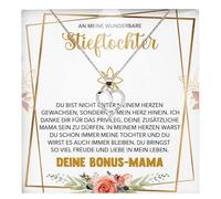 22Feels Meine Wunderbare Stieftochter Geschenk SET von Stiefmama Mädchen Frauen Herz Halskette Damen Schmuck 925/000 Silber Collier mit Karte, Tasche u.m. - Firmung Konfirmation Geburtstag (LED Etui)