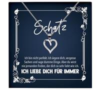 22Feels Schatz Geschenk Frauen Schmuck Set zum Hochzeitstag Ehefrau Romantisch, Valentinstag für Sie, Freundin Jahrestag - Echt Silber 925 Herz Halskette mit Karte