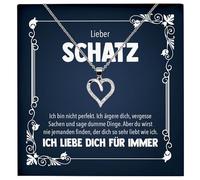 22Feels Schatz Geschenk Frauen Schmuck Set zum Hochzeitstag Ehefrau Romantisch, Valentinstag für Sie, Freundin Jahrestag - Echt Silber 925 Herz Halskette mit Karte
