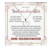 22Feels Seelenschwester Beste Freundin Geschenk SET Frauen Herz Halskette Damen Schmuck 925/000 Silber Collier mit Karte, Tasche u.m. - Geburtstag Weihnachten Valentinstag (LED Etui)