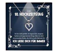 22Feels Zum 10. Hochzeitstag Geschenk Ehefrau Frauen Schmuck - Silber 925/000 Herz Halskette Damen - An Meinen Schatz - Romantisch Ich Liebe Dich Kette - Karte Premium LED Licht Etui
