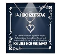 22Feels Zum 14. Hochzeitstag Geschenk Ehefrau Frauen Schmuck - Silber 925/000 Herz Halskette Damen - An Meinen Schatz - Romantisch Ich Liebe Dich Kette - Karte Premium LED Licht Etui