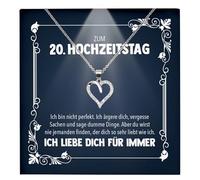 22Feels Zum 20. Hochzeitstag Geschenk Ehefrau Frauen Schmuck - Silber 925/000 Herz Halskette Damen - An Meinen Schatz - Romantisch Ich Liebe Dich Kette - Karte Premium LED Licht Etui