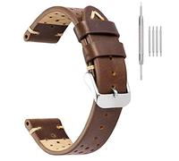 22mm Braunes Leder Uhrenarmbänder Rally Racing Style EACHE Perforiertes Uhrenarmband Retro Braunes Lederarmband Watch