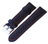 22mm Eichmüller BandOh Leder Uhren Armband Schwarz Ersatzband mit roter Naht