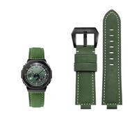 24 * 16 mm echtes Leder-Dornschließe-Uhrenarmband, passend for Casio(Green black)