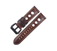 (24 mm - Dunkelbraun - Schwarz) Uhrenarmband aus Kalbsleder, 20 mm, atmungsaktiv, hochwertiges Echtleder