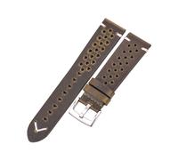 (24 mm, grüner silberner Verschluss) Handgefertigtes, atmungsaktives Uhrenarmband aus Rindsleder, 18