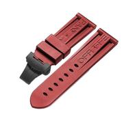 24-mm-Gummi-Uhrenarmband passend for Panerai PAM-Armband, schwarzer Silikongürtel, Faltschließe, Faltschließe, mit Logo, Herrenuhr-Zubehör(Color:Red-Black)