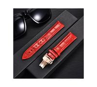 (24 mm, Rot-Roségold) Remzeim Uhrenarmband aus echtem Leder mit Bambusmuster, erste Schicht Rindsleder