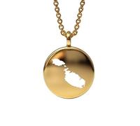 24 mm runde Form, 1,5 mm dick, 14 Karat vergoldeter Anhänger aus Sterlingsilber mit Malta-Karte, Erd-Charm, zierlicher Reiseschmuck | Medaillon mit Abenteuergravur | LKB_MAP_565