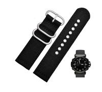 24 mm schweißfestes Canvas-Nylon-Uhrenarmband, passend for Casio Protrek 5571 PRW-6600y 5497 PRG-600Y 650(Black-steel)