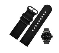 24 mm schweißfestes Canvas-Nylon-Uhrenarmband, passend for Casio Protrek 5571 PRW-6600y 5497 PRG-600Y 650(Black-Black)
