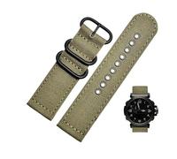 24 mm schweißfestes Canvas-Nylon-Uhrenarmband, passend for Casio Protrek 5571 PRW-6600y 5497 PRG-600Y 650(Army green-black)