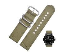 24 mm schweißfestes Canvas-Nylon-Uhrenarmband, passend for Casio Protrek 5571 PRW-6600y 5497 PRG-600Y 650(Army Green-steel)