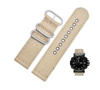 24 mm schweißfestes Canvas-Nylon-Uhrenarmband, passend for Casio Protrek 5571 PRW-6600y 5497 PRG-600Y 650(Khaki-steel)