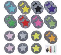 24 Stern-Bügelflicken, Mit 1 Packung Nähset, Kinder-Bügelaufkleber, Stern-Bügelaufkleber, Kleiner Kreis-Set, Runde Bügelaufkleber, Jeans-Kleidungsflicken, Geeignet Für Diy-Kleidungsreparatur-Bügeln