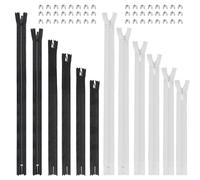 24 STK Reißverschlüsse unsichtbar Reißverschluss Zipper, Nylon reißverschluß weiß & Schwarz zum Nähen und Basteln für Jeans Hosen Kleid Lederwaren + 48 Reißverschlussstopper, 20/30/40/60/80/100 cm