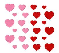 24 Stück Heart Iron on Patches, Herz Bestickte Patches zum Aufbügeln, Mini Stickerei Herzförmige Aufnäher Aufbügelflicken, Gestickte Herz Flicken Embroidered Sew on Patch Applique, DIY (Rot, Rosa)