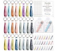 24 Stück Inspirierende Schlüsselanhänger Set, Silikon Schlüsselanhänger mit Inspirierenden, Dankeschön Geschenk, Abschiedsgeschenk für Kollegen, Schüler, Lehrer, mit Dankeskarten und Organza-Beutel